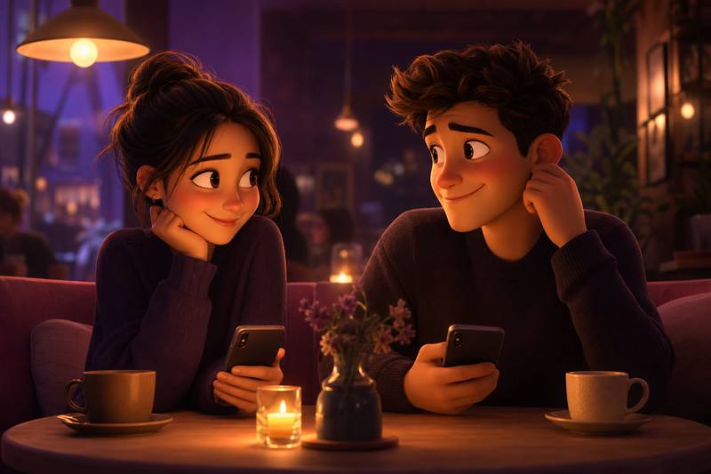 New couple playing light getting-to-know-you games together