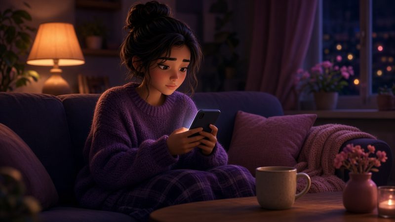 Person calmly drafting a text to cancel a date with kindness