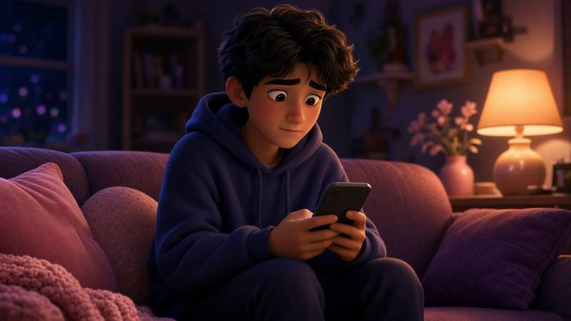 Person on a couch nervously drafting a text to say they like someone